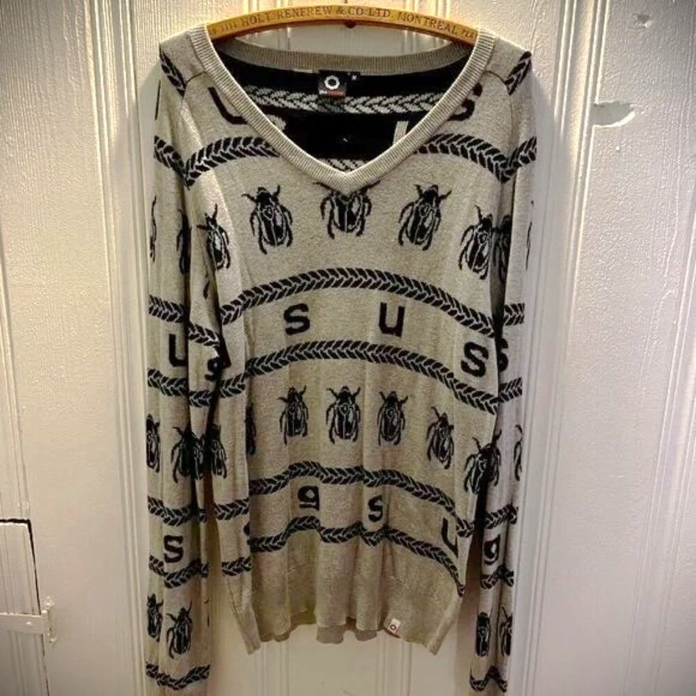 GSUS Sindustries Long Sleeve V-Neck Gray Black Sweater Diesel Topman Asos Gucci